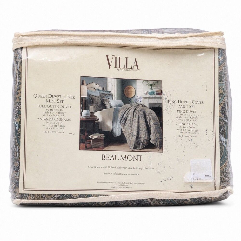 Noble Excellence Villa Beaumont Qn Duvet Cover 3 Pc Set Cotton Paisley NIP